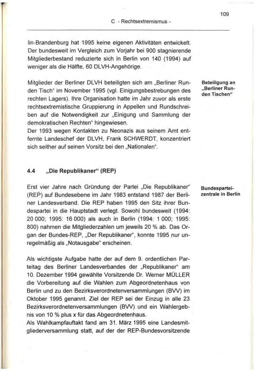 Seite 109 des Verfassungsschutzbericht 1995 Berlin