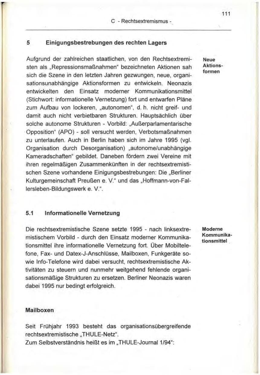 Seite 111 des Verfassungsschutzbericht 1995 Berlin