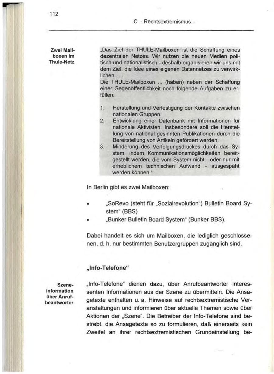 Seite 112 des Verfassungsschutzbericht 1995 Berlin