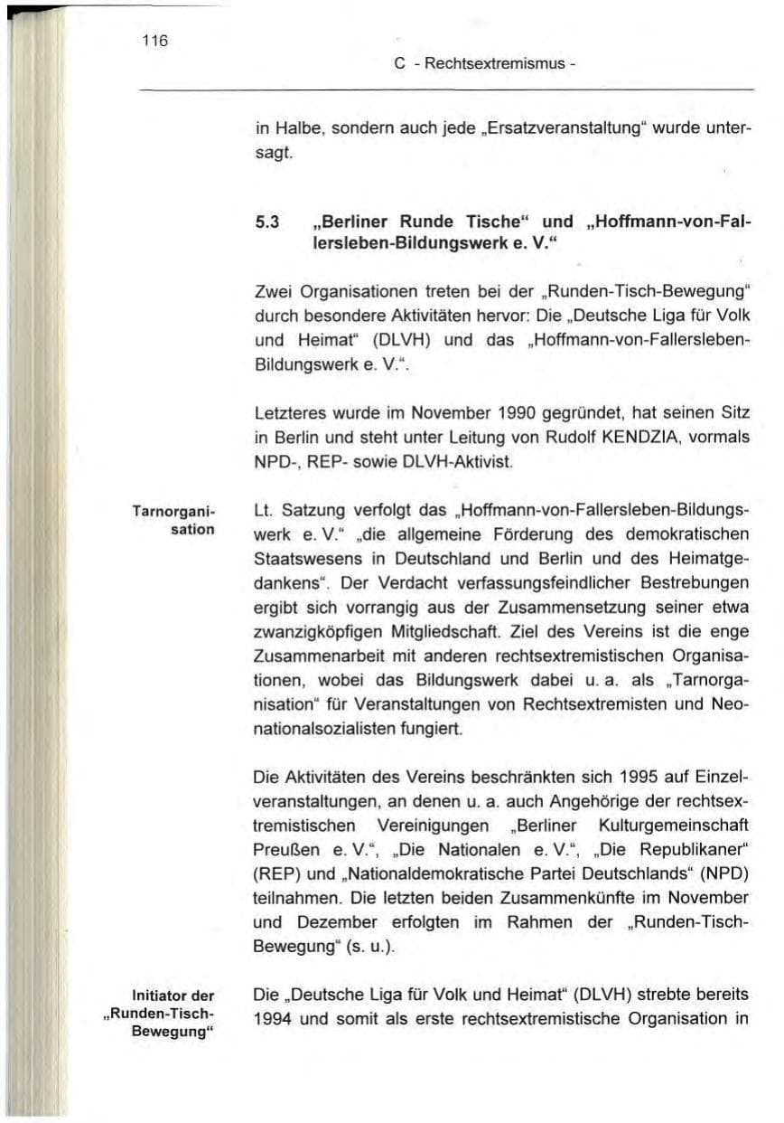 Seite 116 des Verfassungsschutzbericht 1995 Berlin