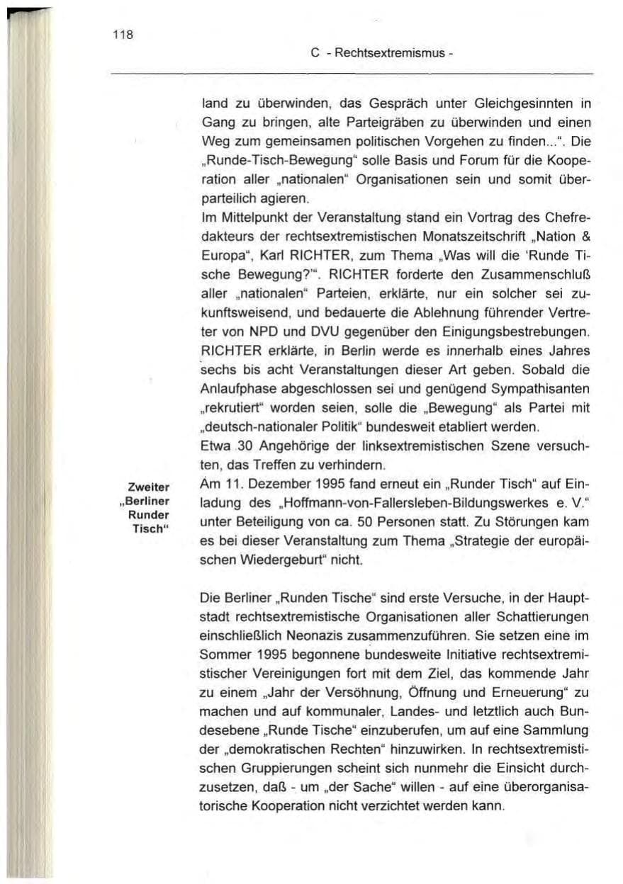 Seite 118 des Verfassungsschutzbericht 1995 Berlin