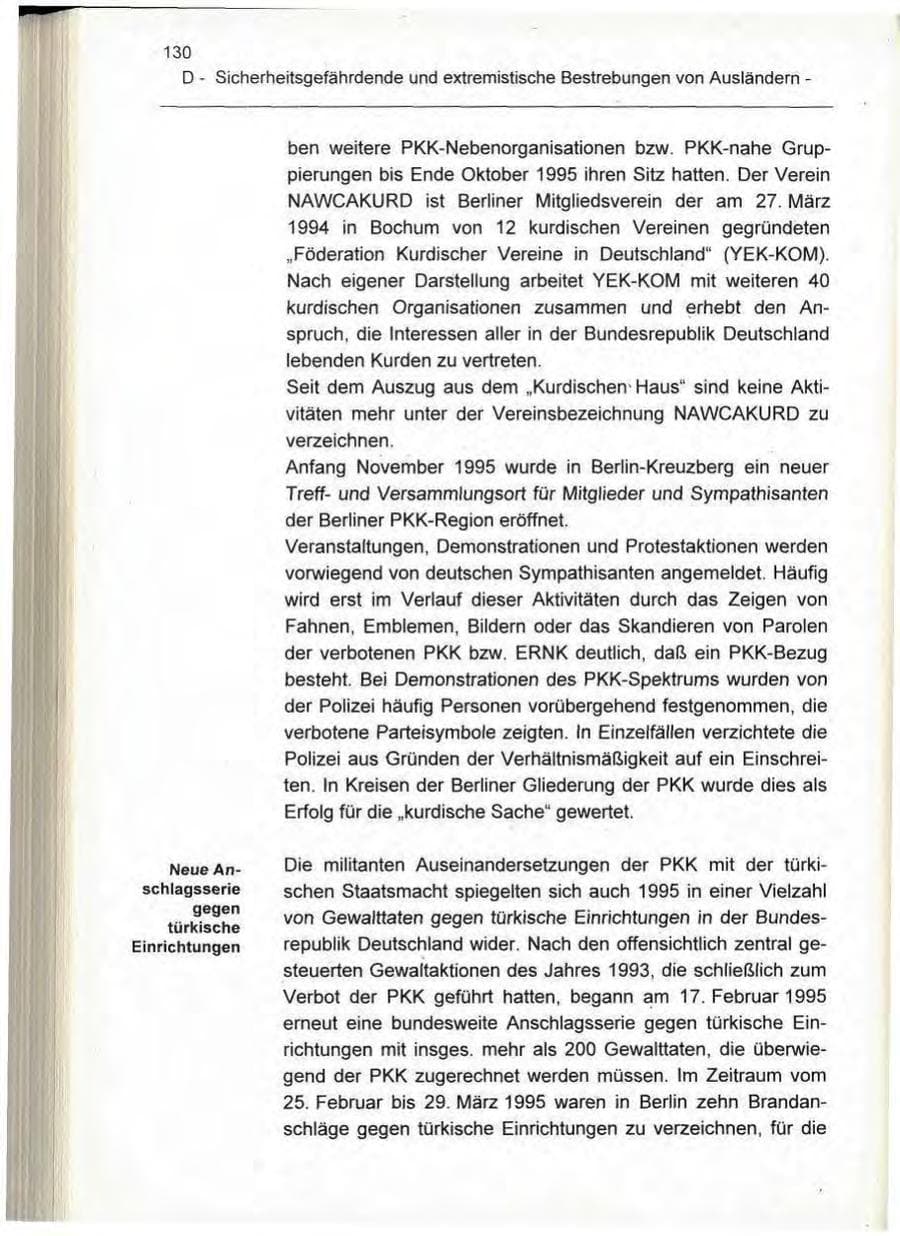 Seite 130 des Verfassungsschutzbericht 1995 Berlin