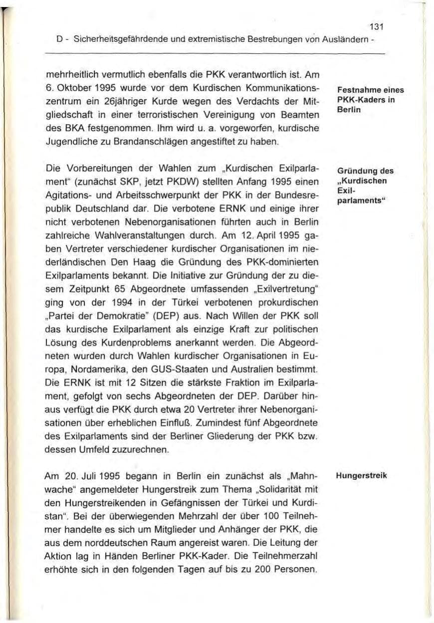 Seite 131 des Verfassungsschutzbericht 1995 Berlin