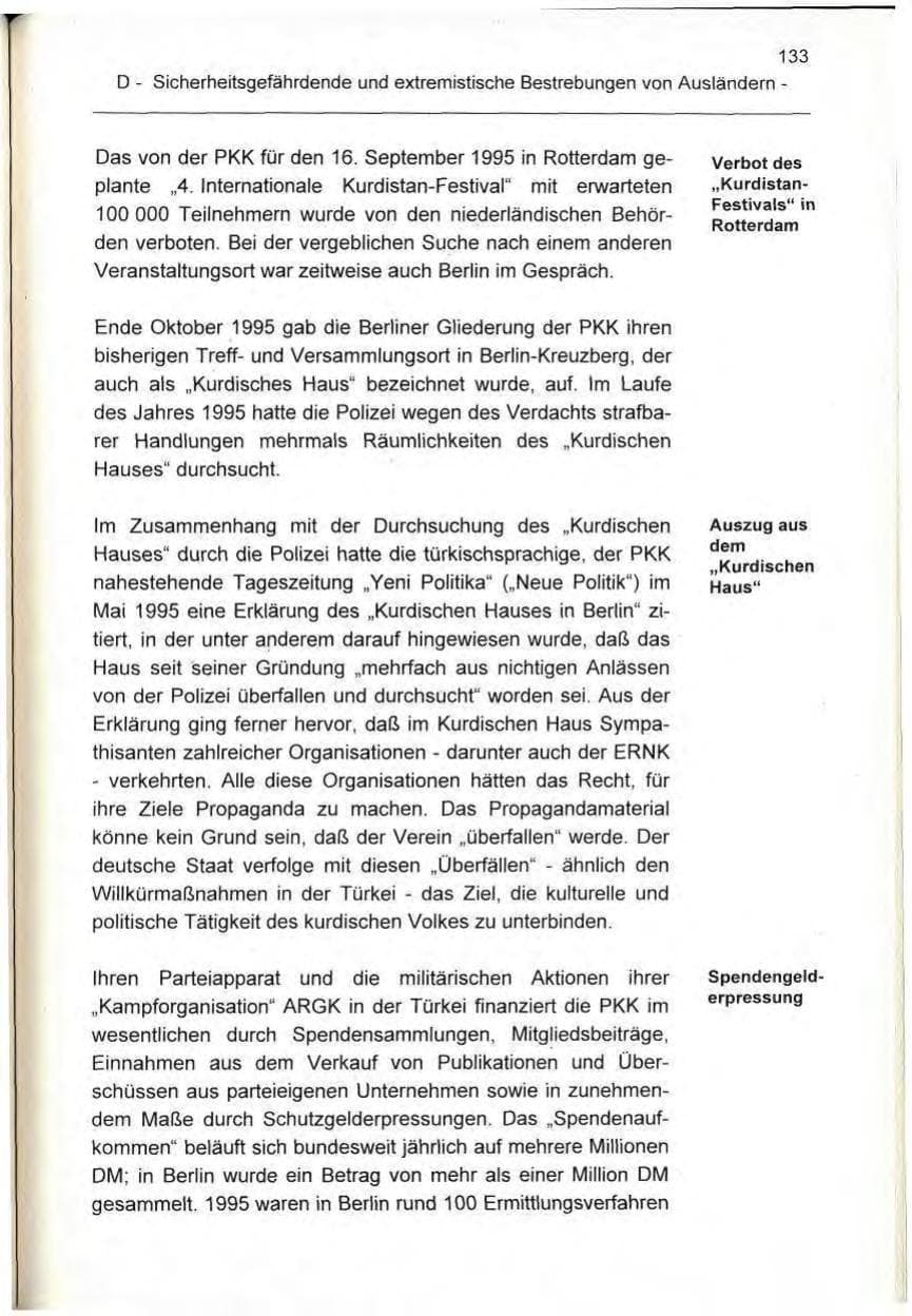 Seite 133 des Verfassungsschutzbericht 1995 Berlin