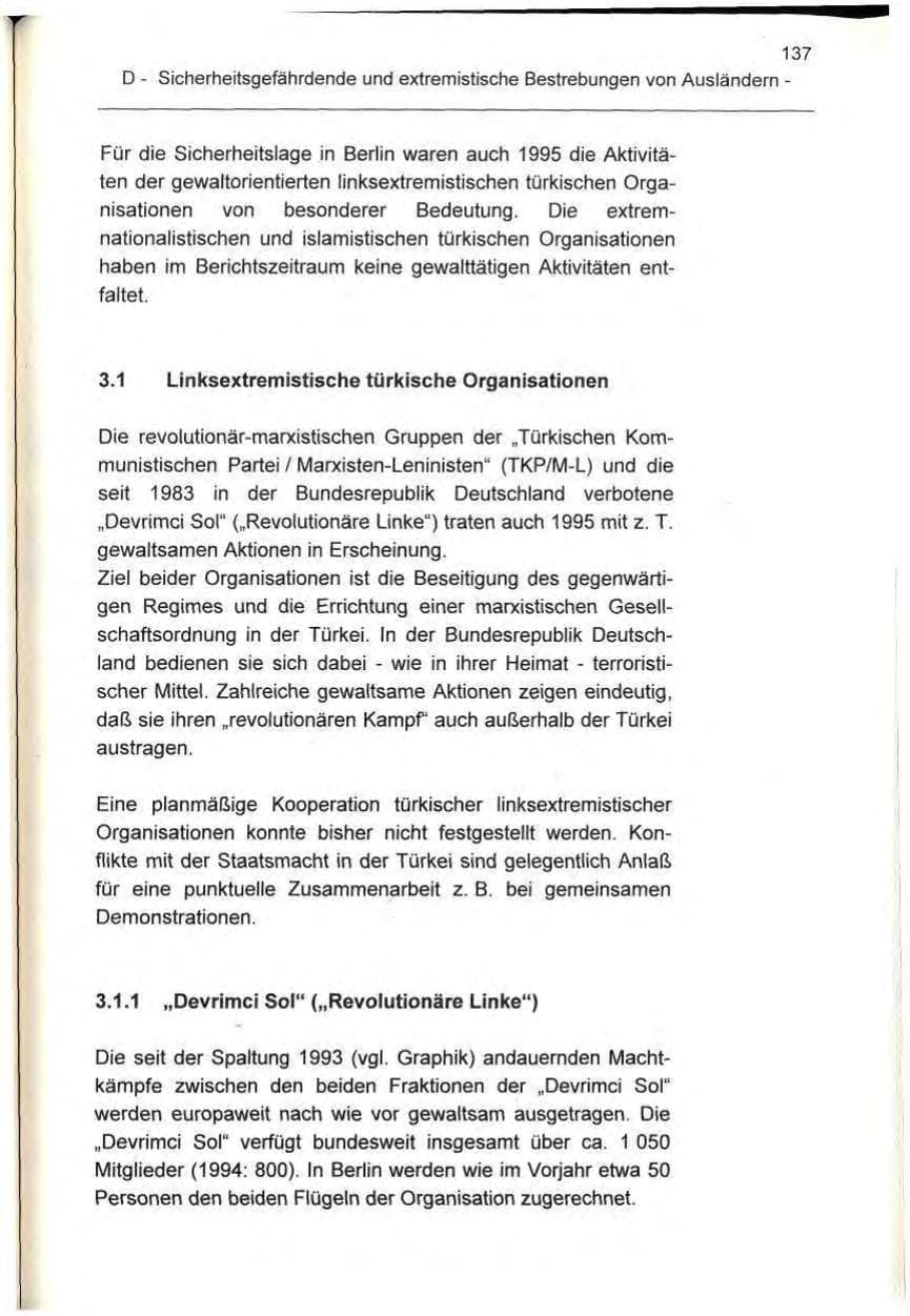 Seite 137 des Verfassungsschutzbericht 1995 Berlin