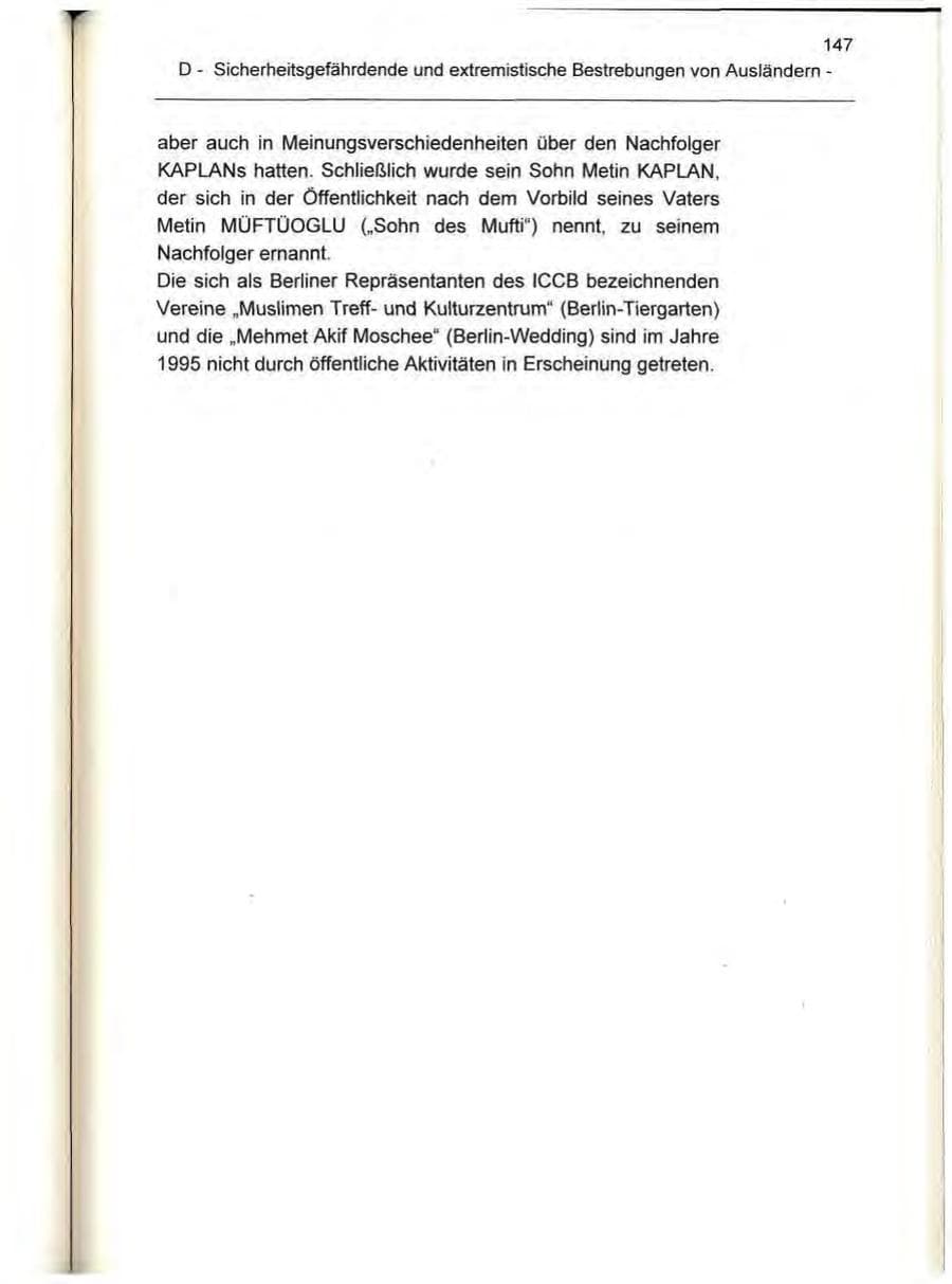 Seite 147 des Verfassungsschutzbericht 1995 Berlin