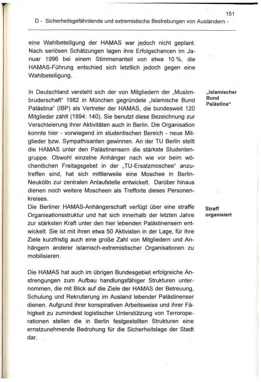 Seite 151 des Verfassungsschutzbericht 1995 Berlin