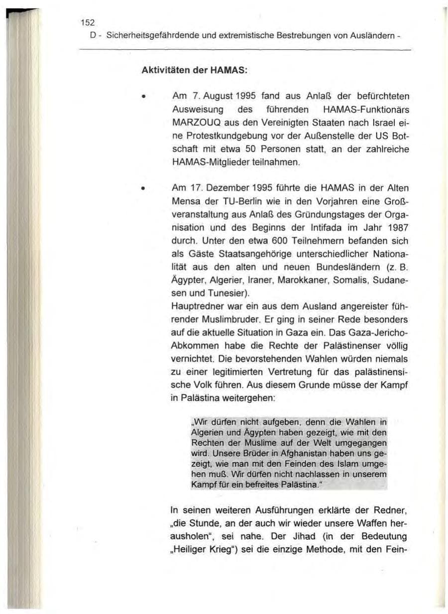 Seite 152 des Verfassungsschutzbericht 1995 Berlin