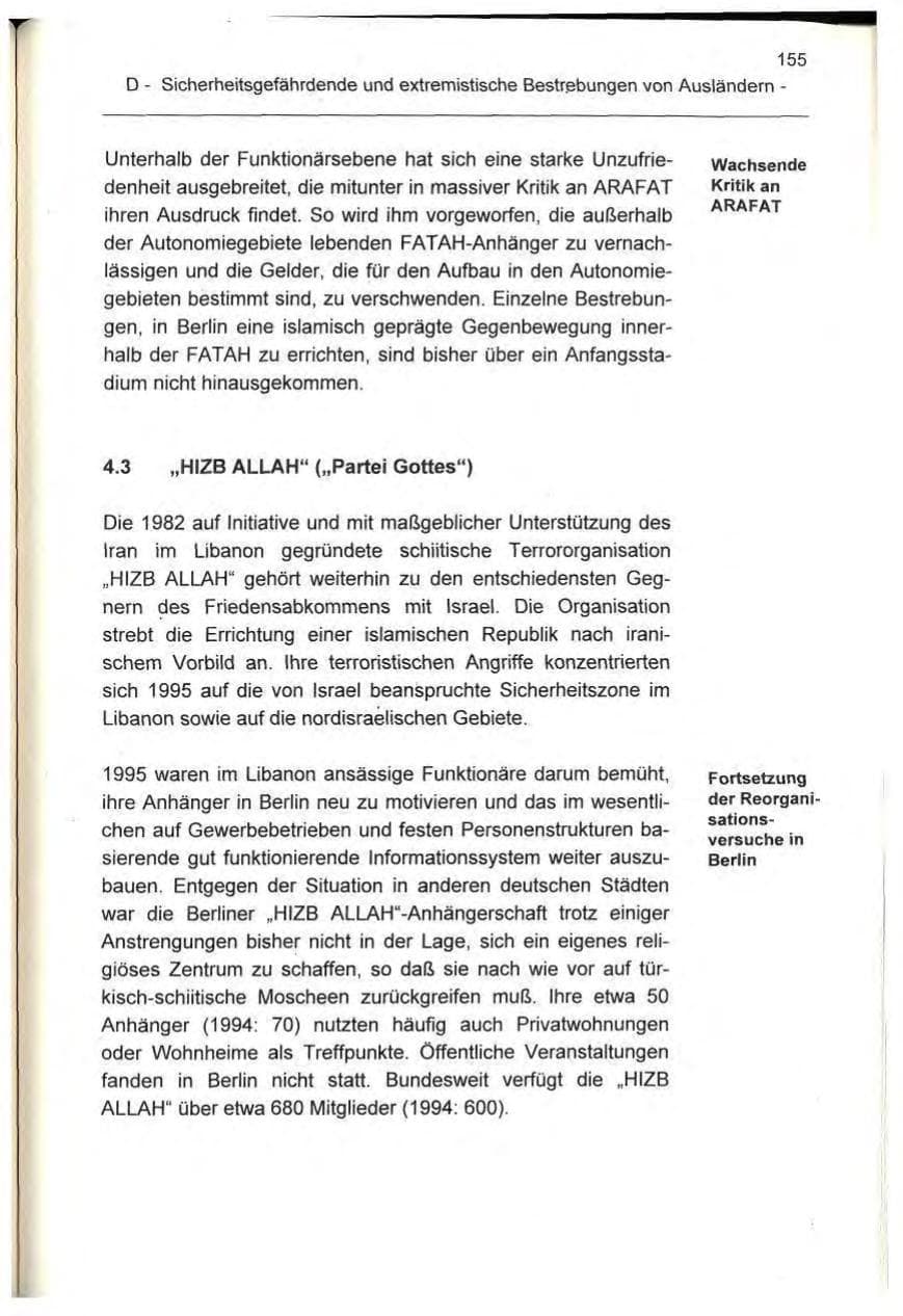 Seite 155 des Verfassungsschutzbericht 1995 Berlin