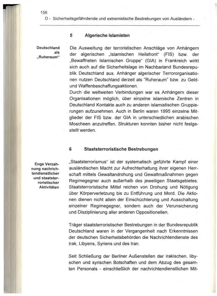 Seite 156 des Verfassungsschutzbericht 1995 Berlin