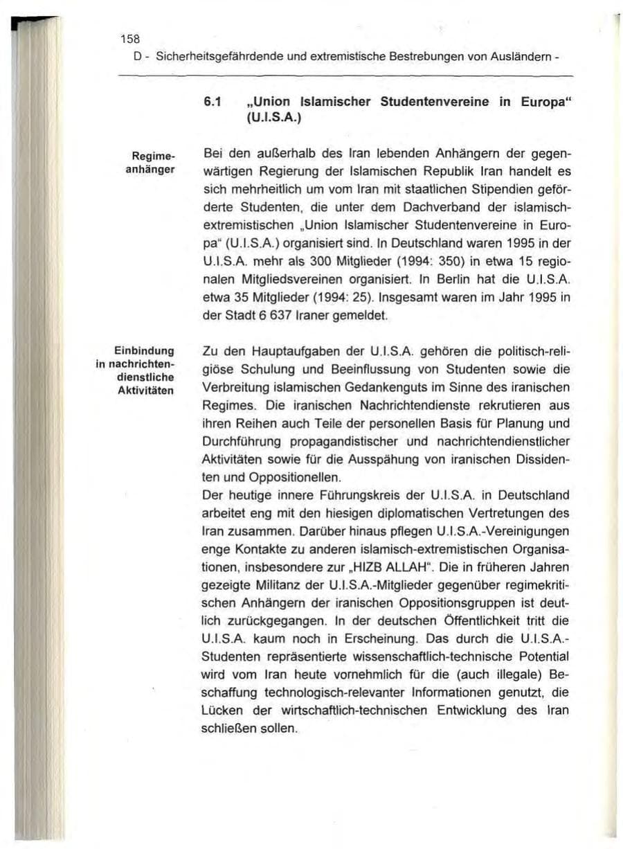 Seite 158 des Verfassungsschutzbericht 1995 Berlin
