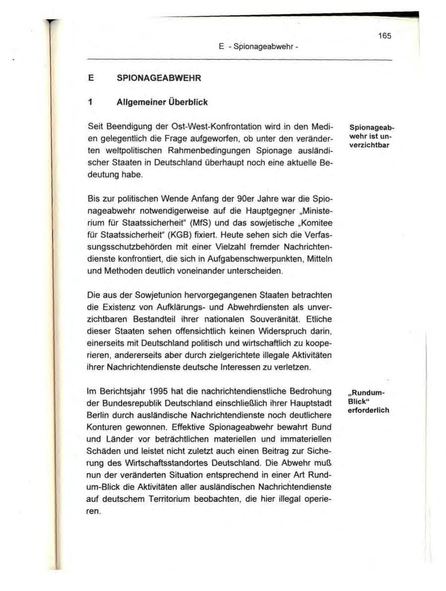 Seite 165 des Verfassungsschutzbericht 1995 Berlin