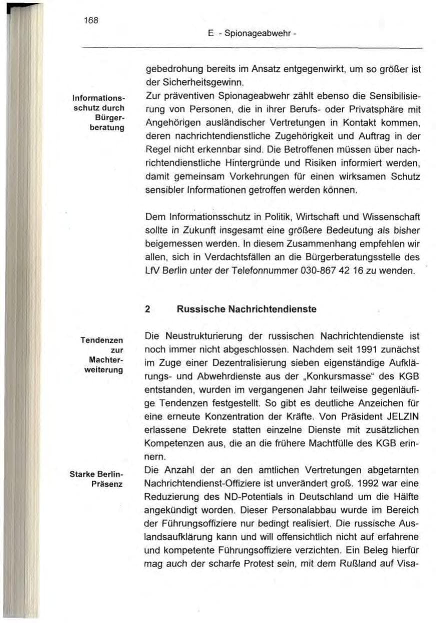 Seite 168 des Verfassungsschutzbericht 1995 Berlin