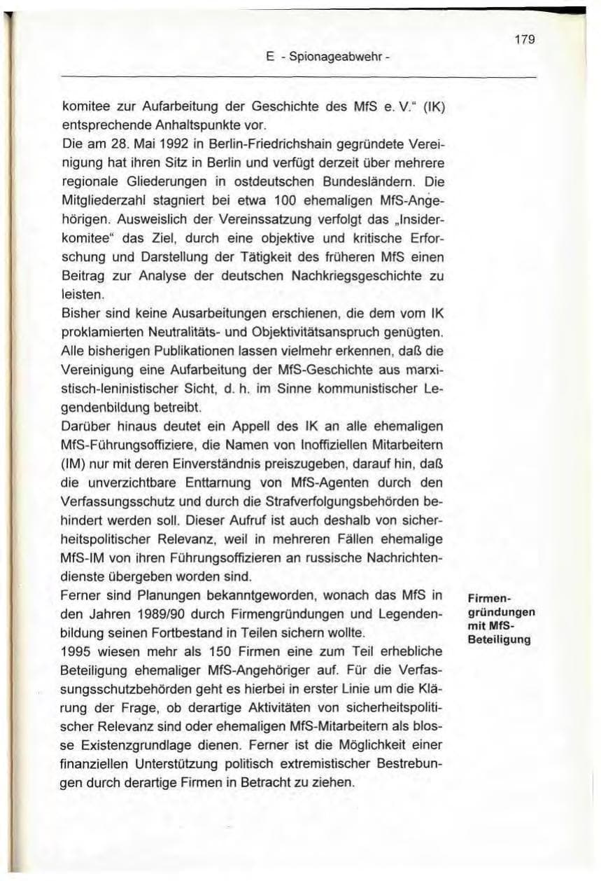 Seite 179 des Verfassungsschutzbericht 1995 Berlin
