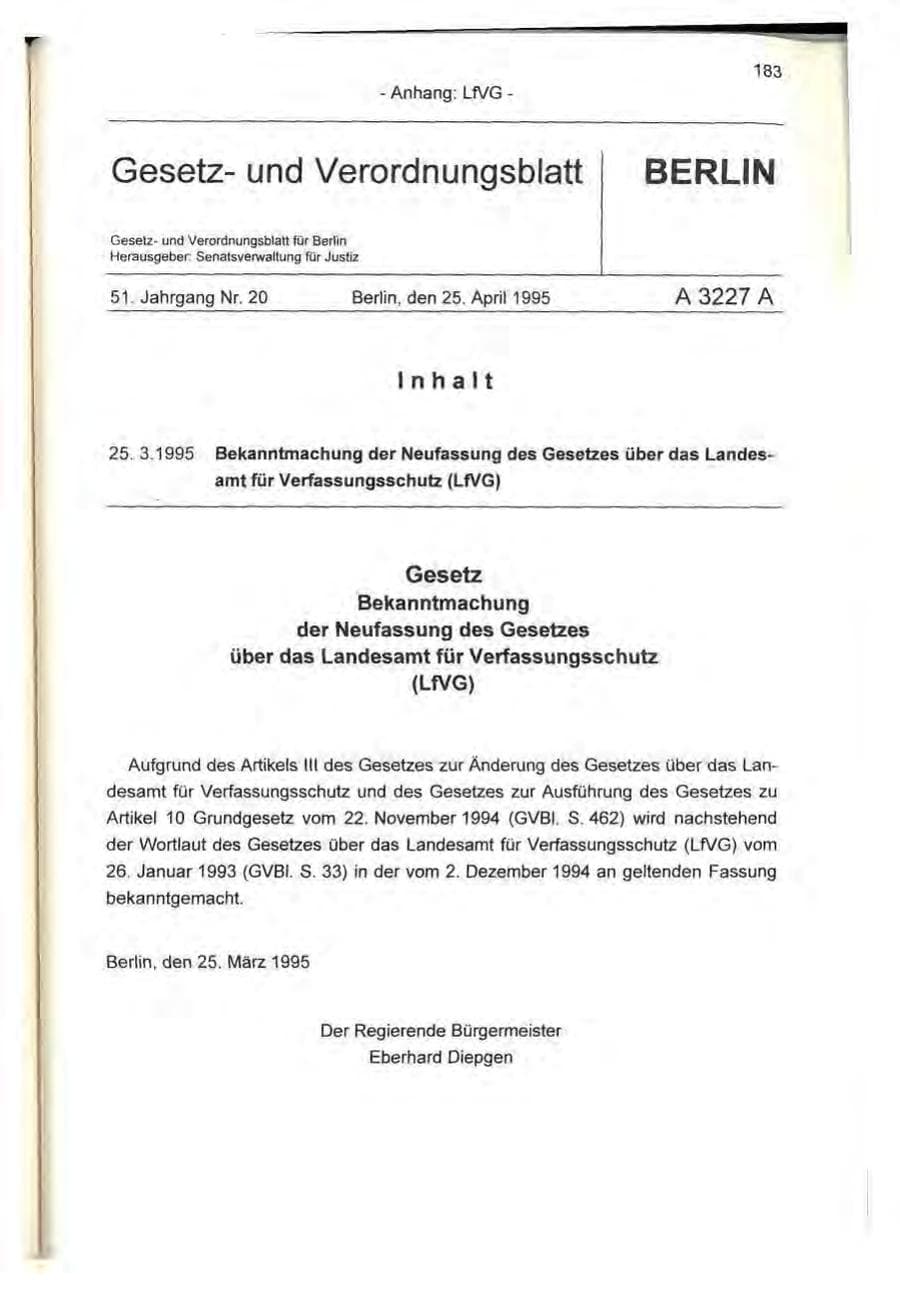 Seite 183 des Verfassungsschutzbericht 1995 Berlin