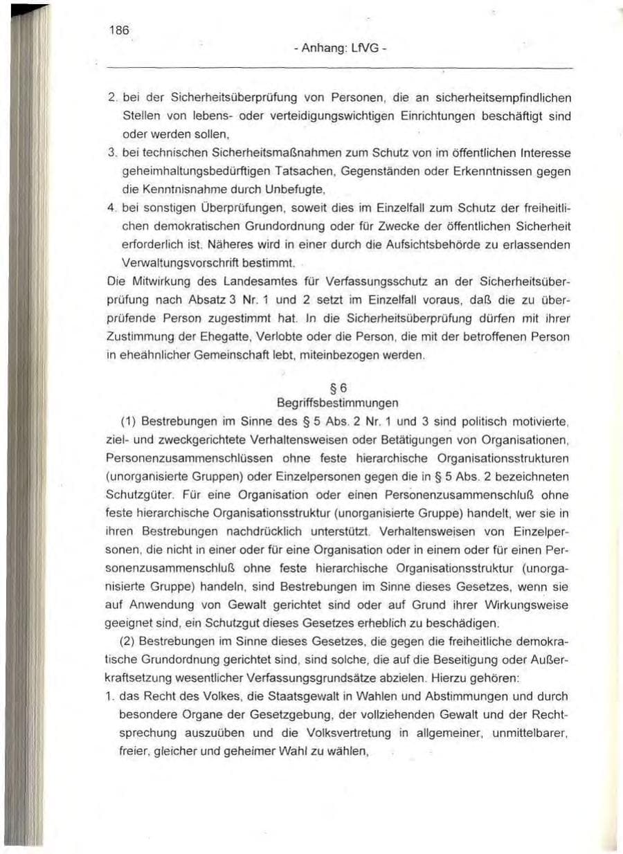 Seite 186 des Verfassungsschutzbericht 1995 Berlin