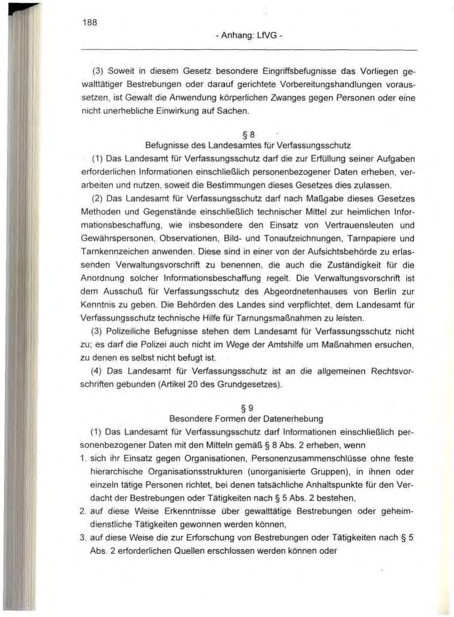 Seite 188 des Verfassungsschutzbericht 1995 Berlin