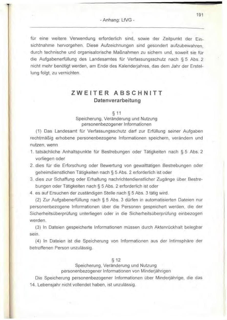 Seite 191 des Verfassungsschutzbericht 1995 Berlin