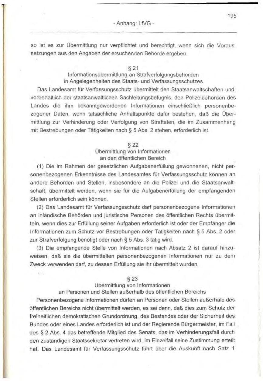 Seite 195 des Verfassungsschutzbericht 1995 Berlin