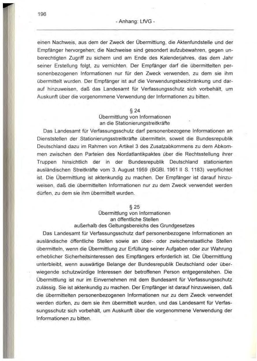 Seite 196 des Verfassungsschutzbericht 1995 Berlin