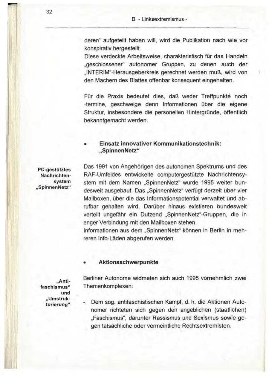 Seite 32 des Verfassungsschutzbericht 1995 Berlin