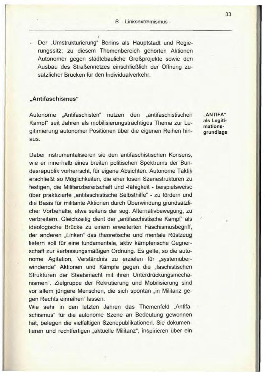 Seite 33 des Verfassungsschutzbericht 1995 Berlin