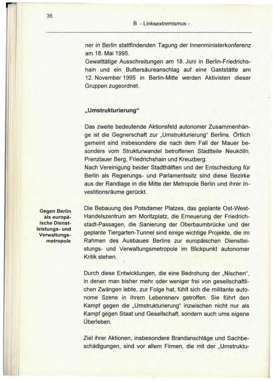 Seite 36 des Verfassungsschutzbericht 1995 Berlin
