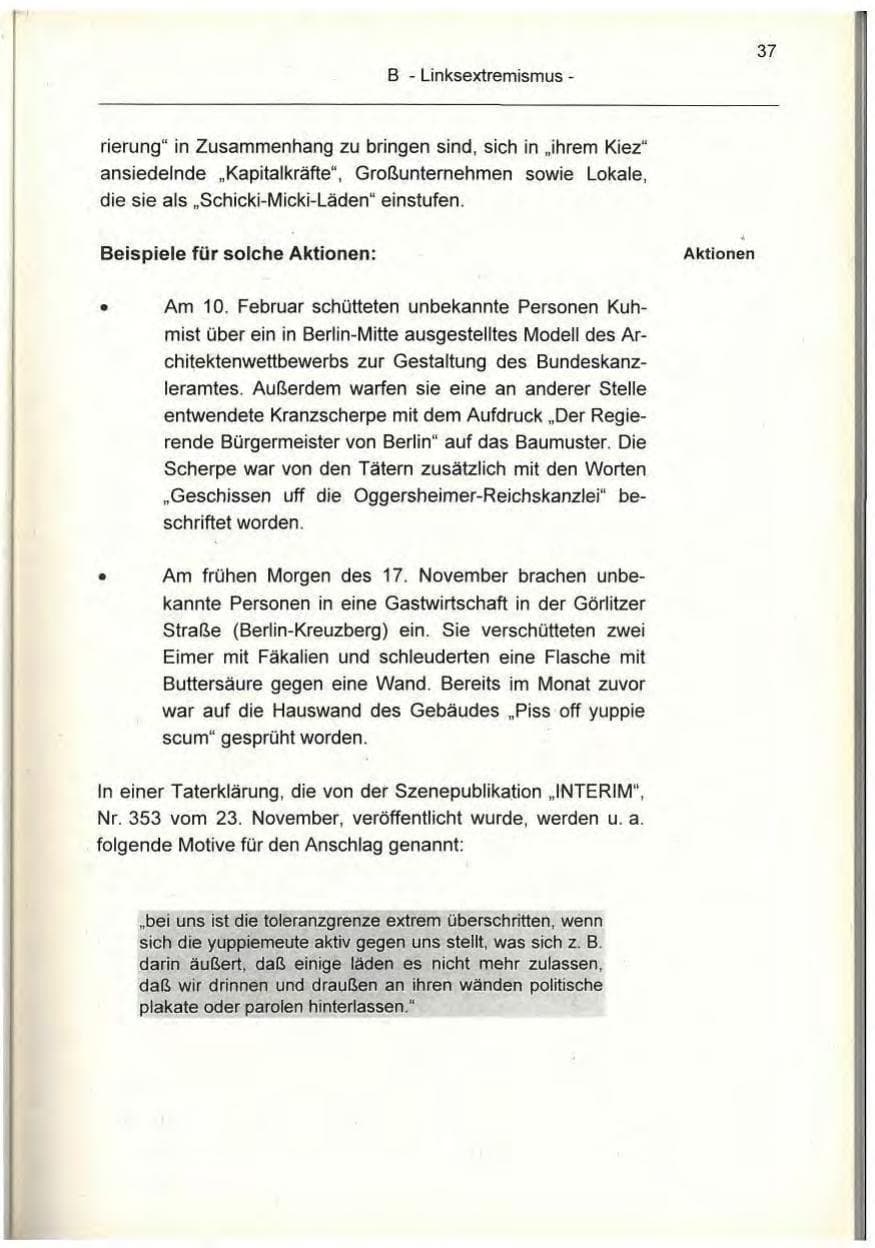 Seite 37 des Verfassungsschutzbericht 1995 Berlin