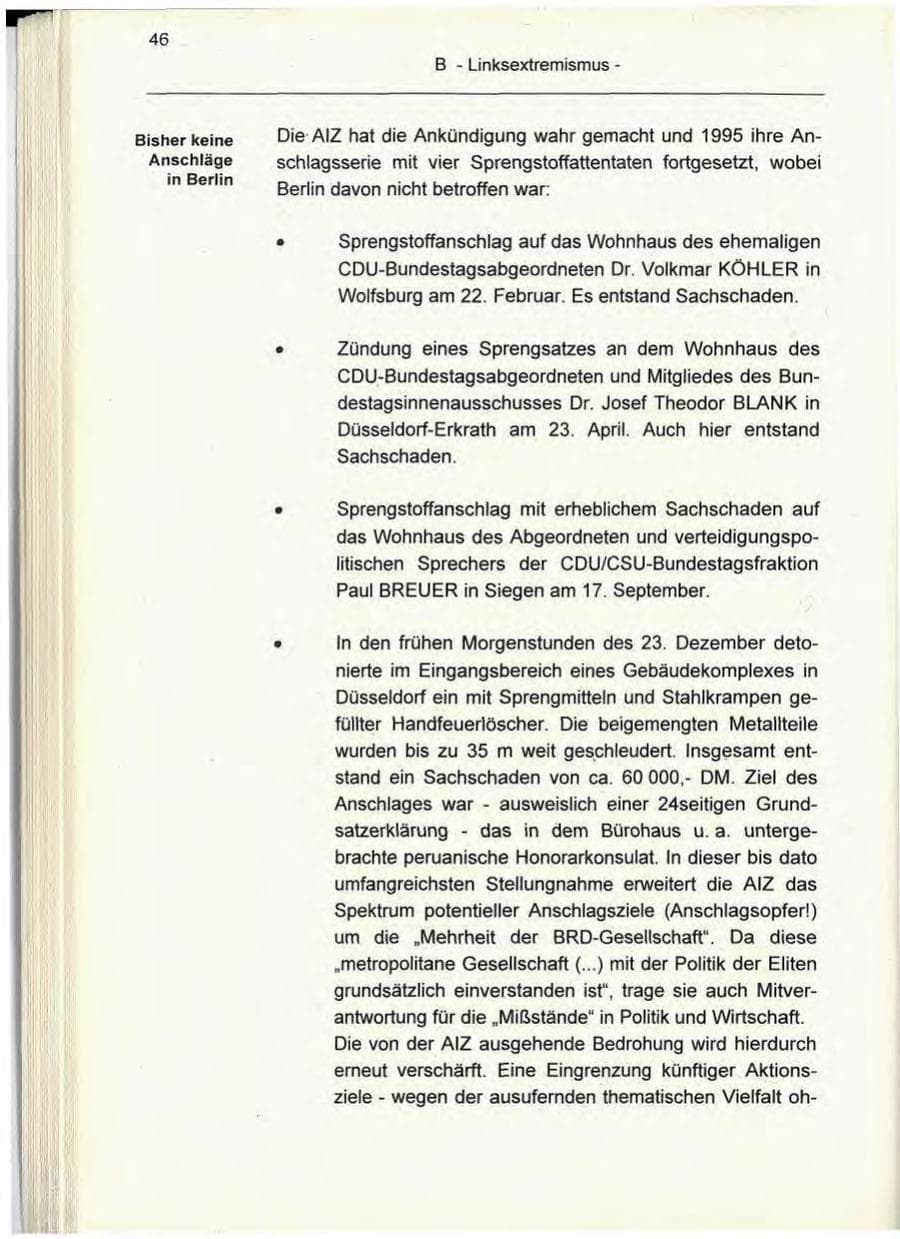 Seite 46 des Verfassungsschutzbericht 1995 Berlin