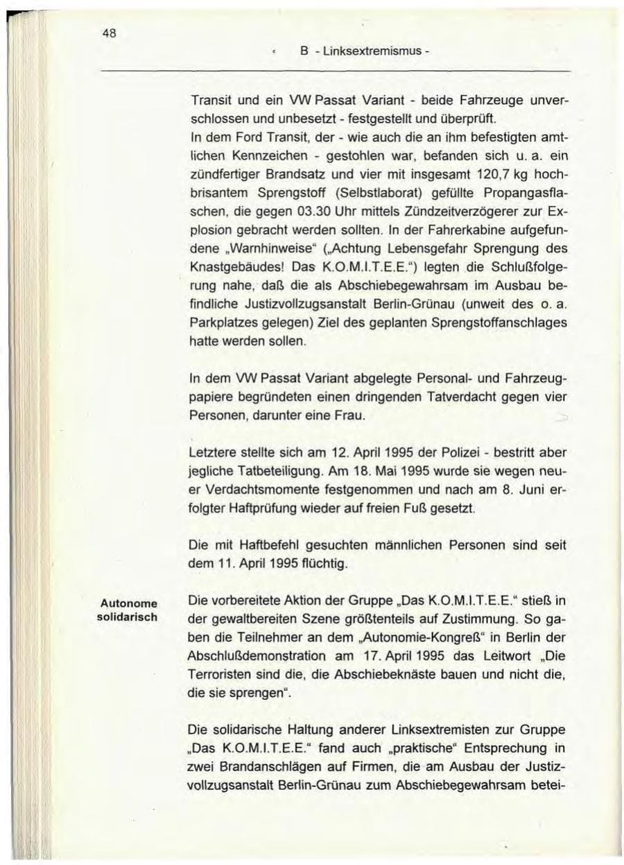 Seite 48 des Verfassungsschutzbericht 1995 Berlin