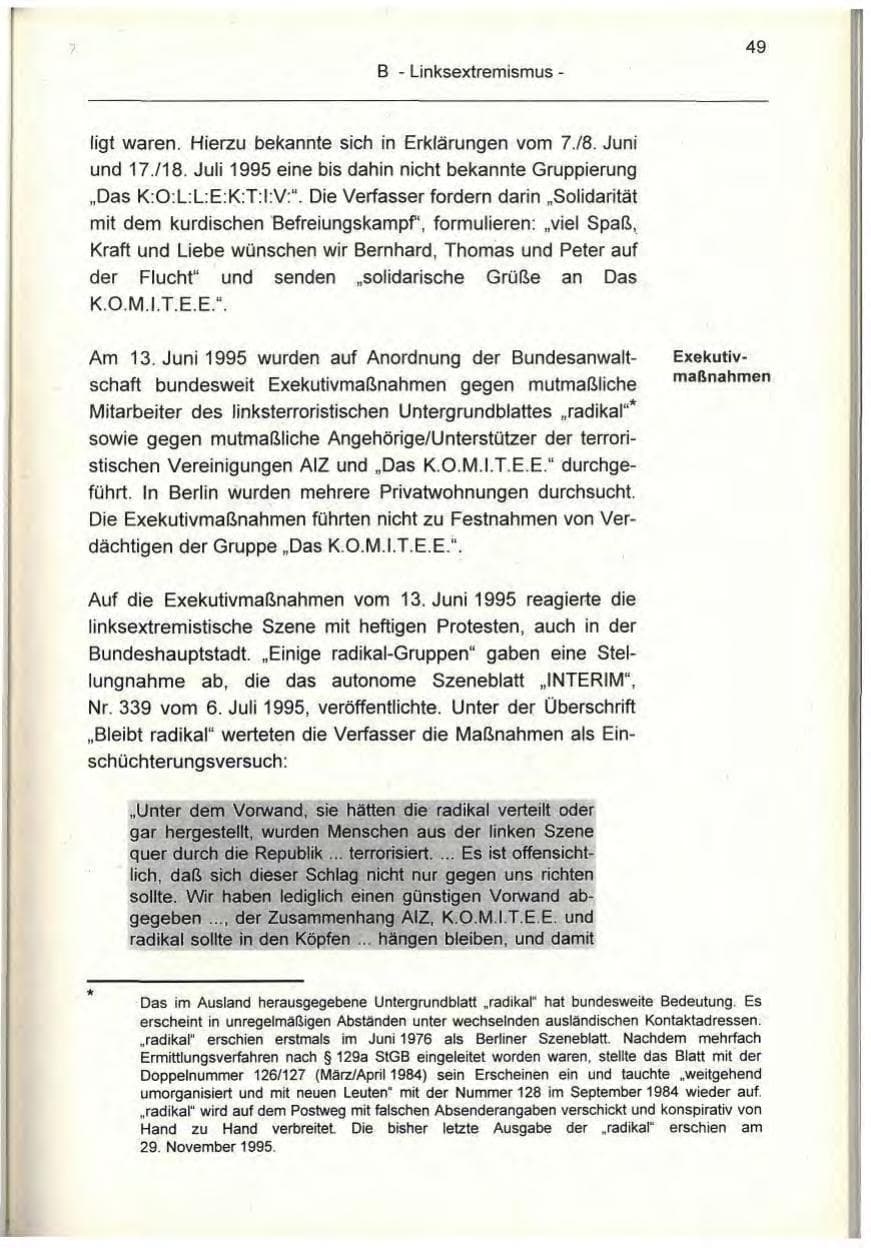 Seite 49 des Verfassungsschutzbericht 1995 Berlin