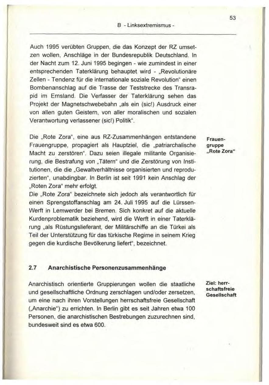 Seite 53 des Verfassungsschutzbericht 1995 Berlin