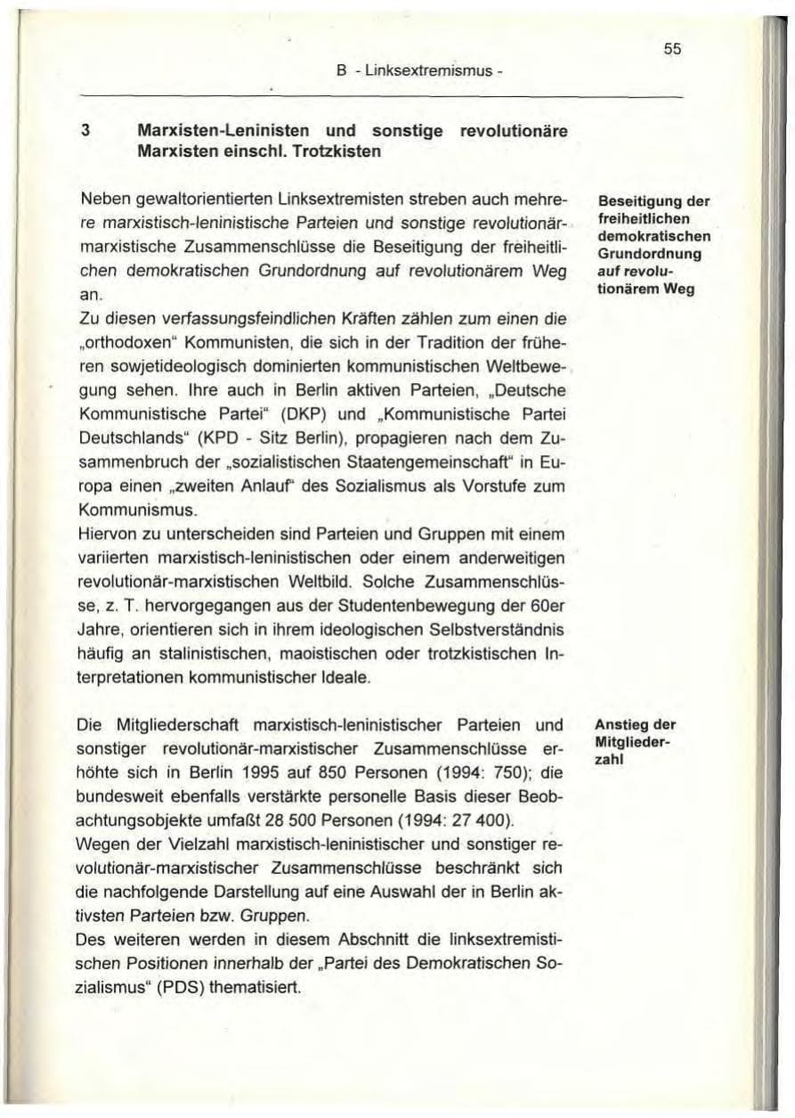 Seite 55 des Verfassungsschutzbericht 1995 Berlin
