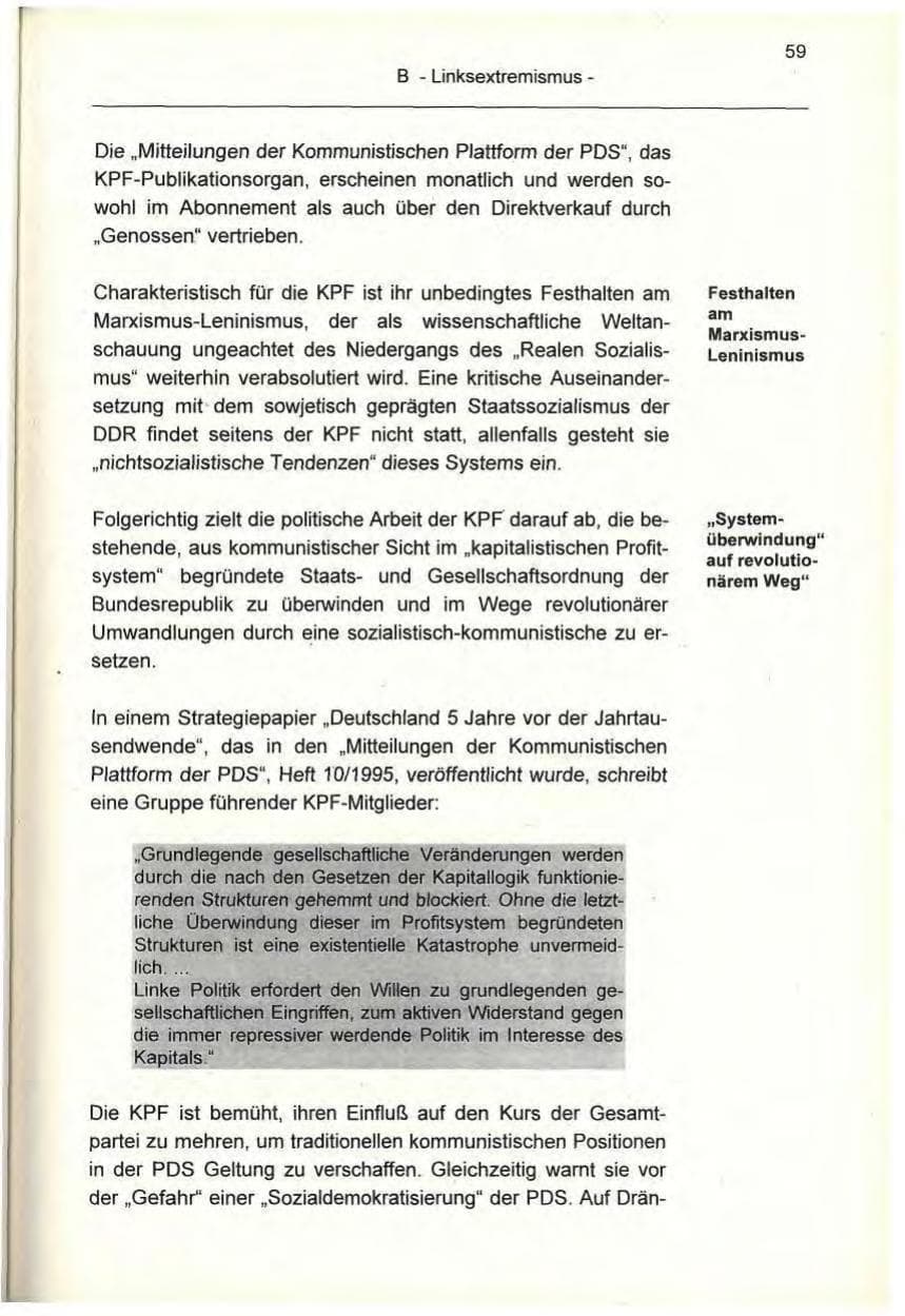 Seite 59 des Verfassungsschutzbericht 1995 Berlin