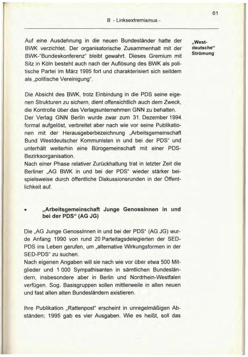 Seite 61 des Verfassungsschutzbericht 1995 Berlin