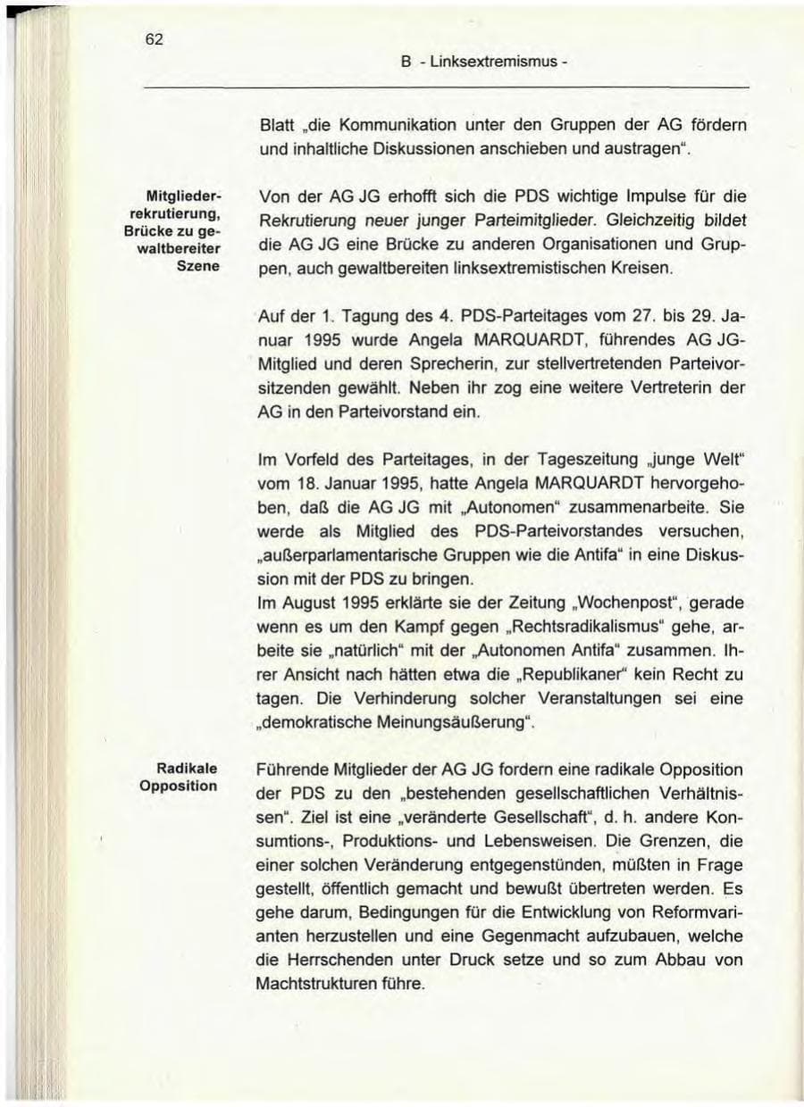 Seite 62 des Verfassungsschutzbericht 1995 Berlin