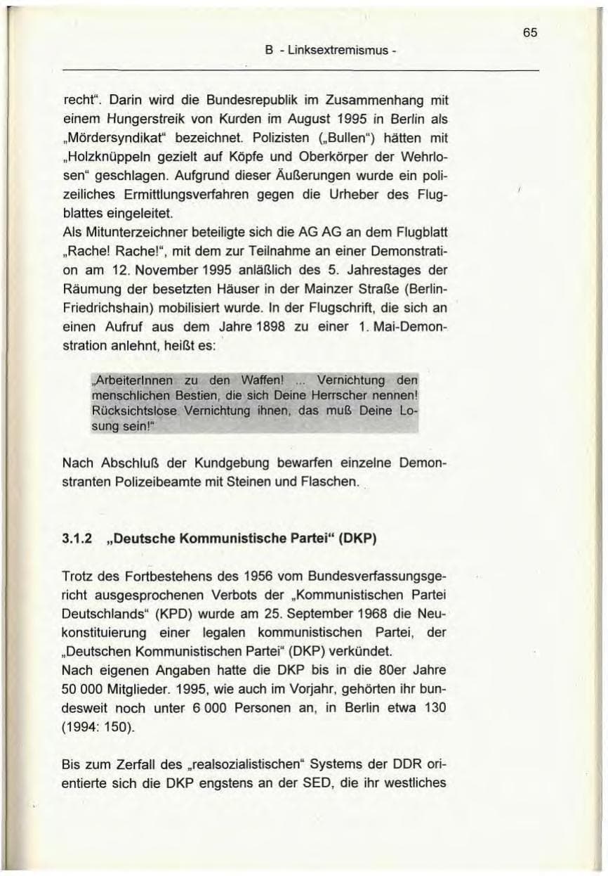 Seite 65 des Verfassungsschutzbericht 1995 Berlin