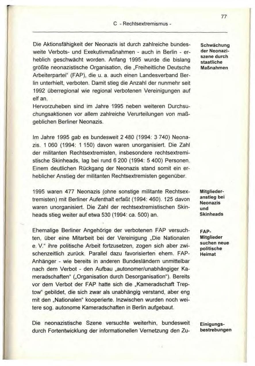 Seite 77 des Verfassungsschutzbericht 1995 Berlin