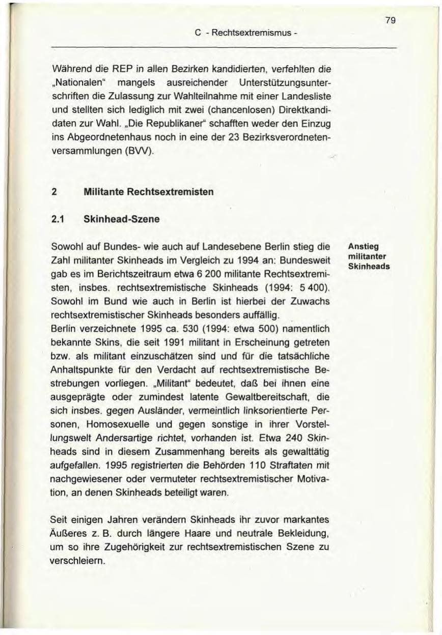Seite 79 des Verfassungsschutzbericht 1995 Berlin