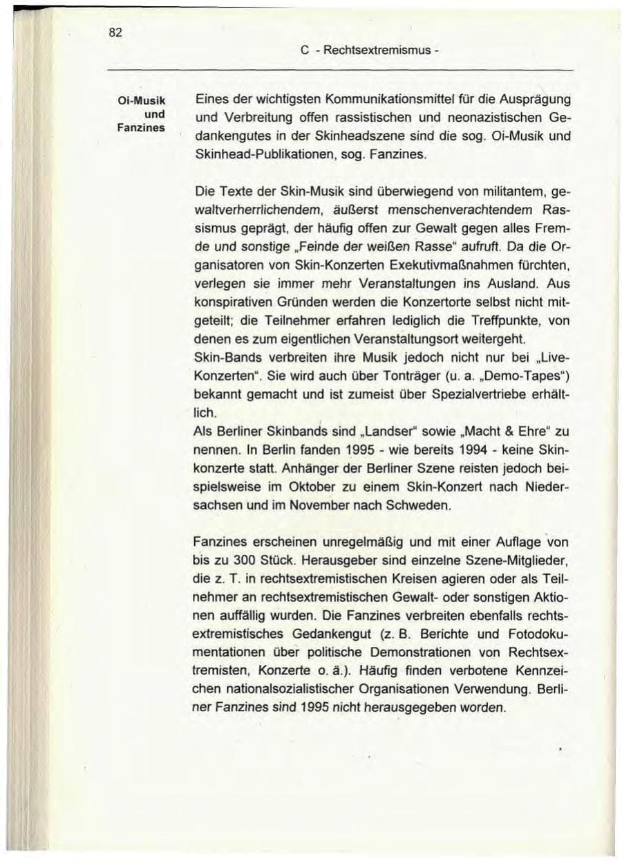 Seite 82 des Verfassungsschutzbericht 1995 Berlin