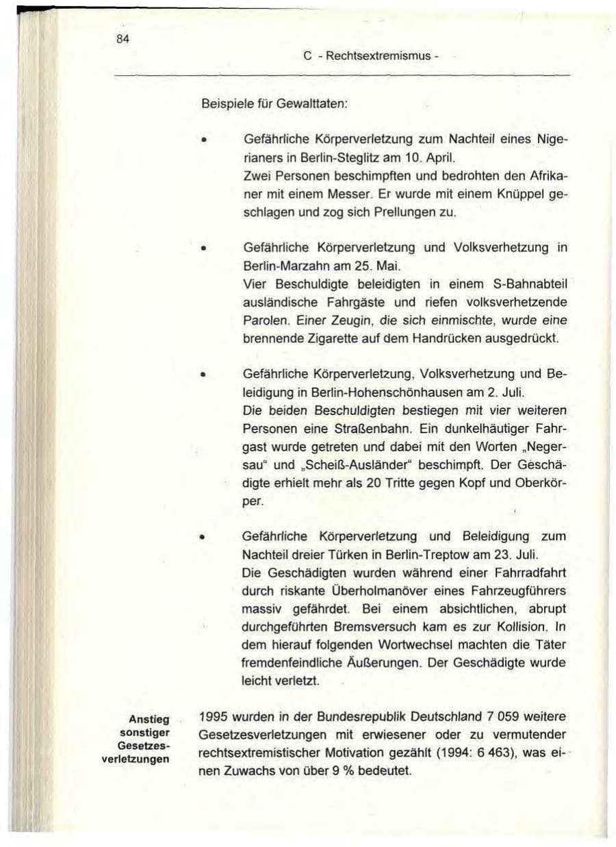 Seite 84 des Verfassungsschutzbericht 1995 Berlin