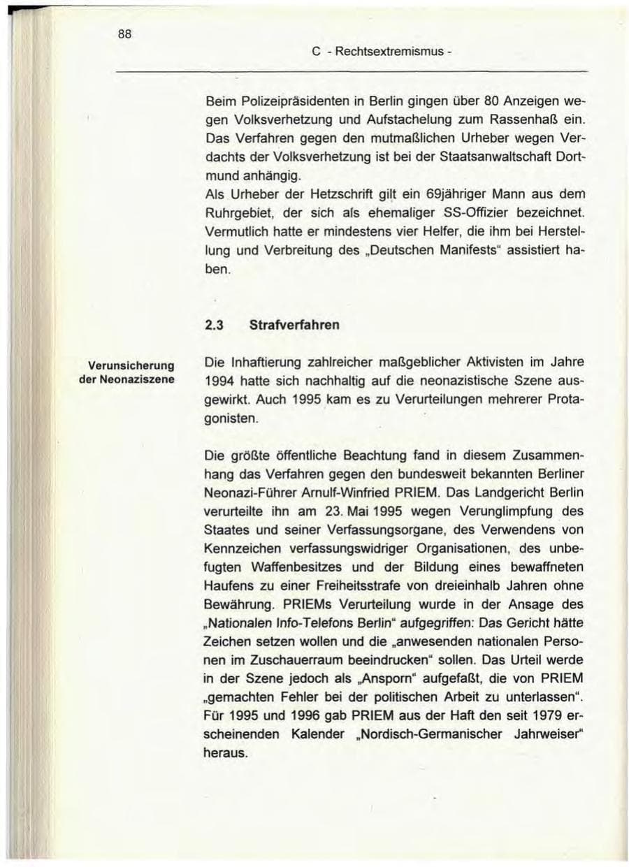 Seite 88 des Verfassungsschutzbericht 1995 Berlin