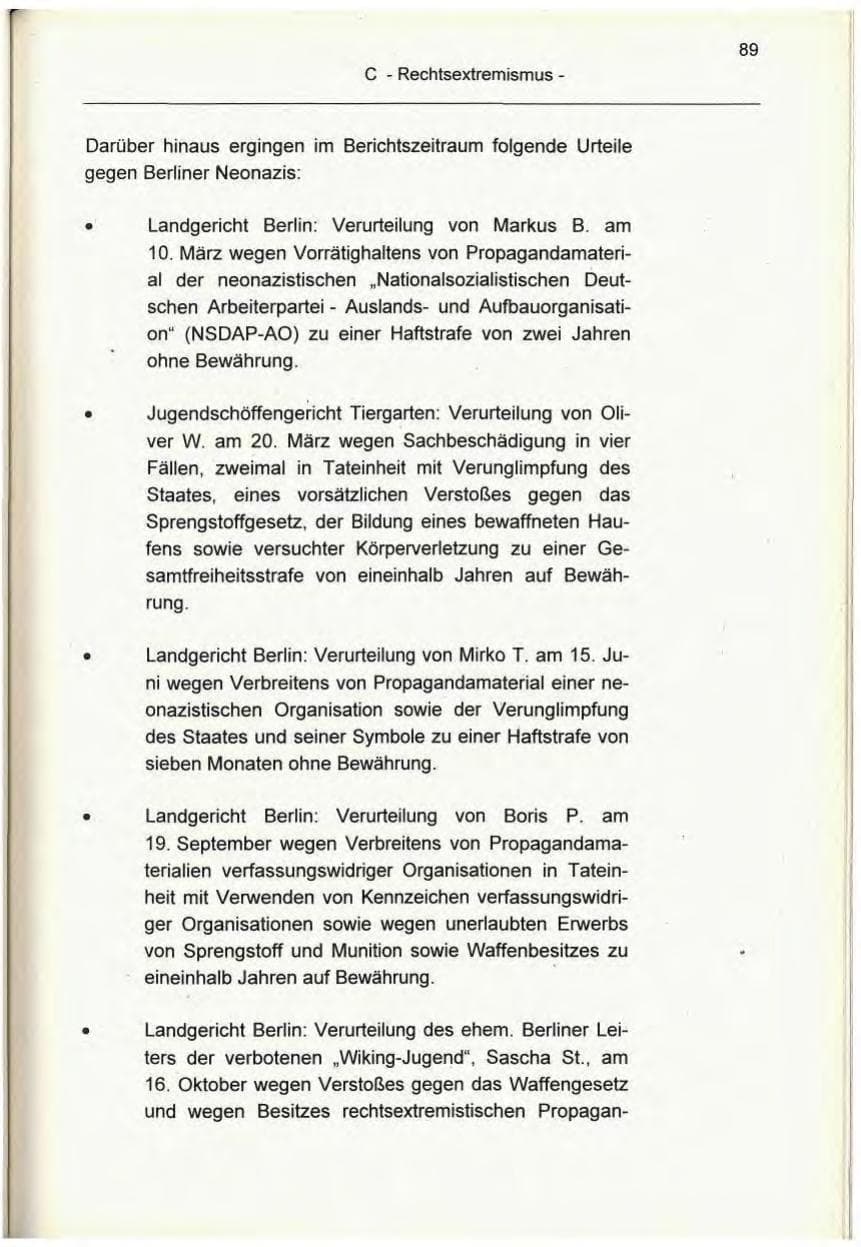 Seite 89 des Verfassungsschutzbericht 1995 Berlin