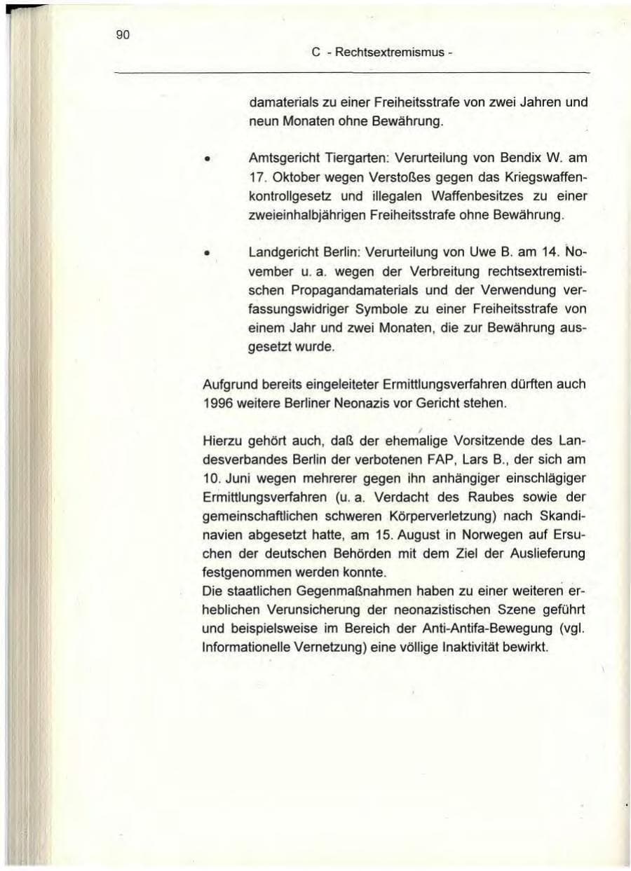 Seite 90 des Verfassungsschutzbericht 1995 Berlin