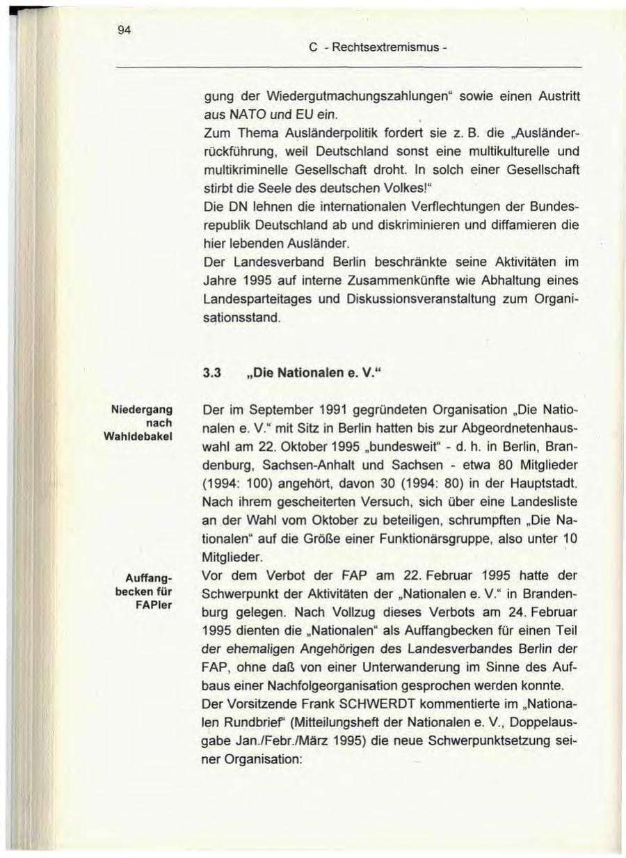 Seite 94 des Verfassungsschutzbericht 1995 Berlin