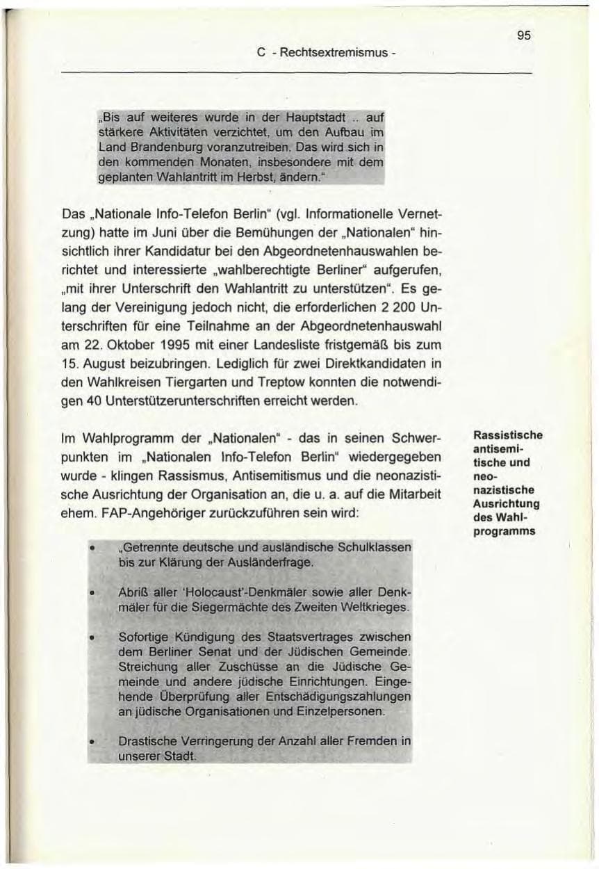 Seite 95 des Verfassungsschutzbericht 1995 Berlin