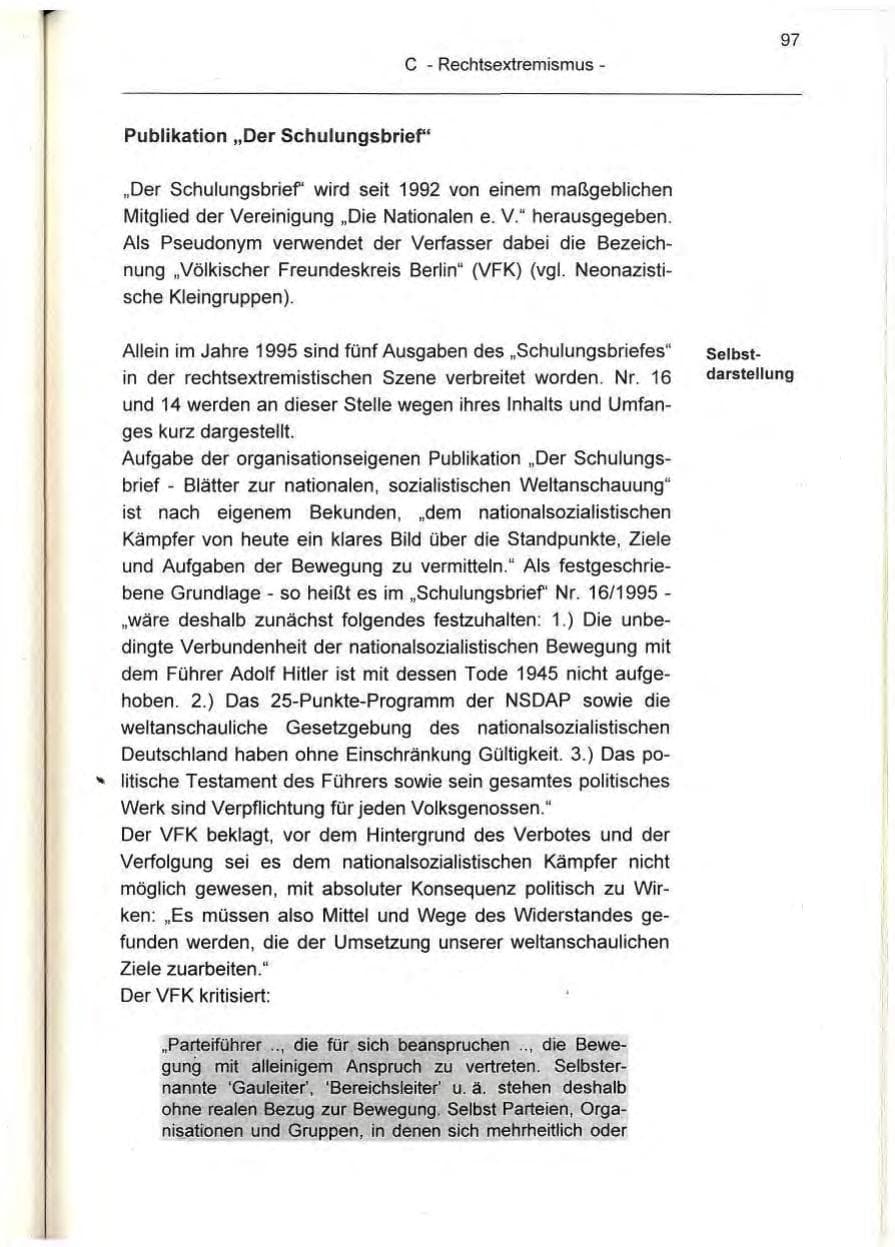Seite 97 des Verfassungsschutzbericht 1995 Berlin