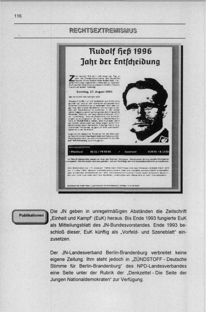Seite 116 des Verfassungsschutzbericht 1996 Berlin
