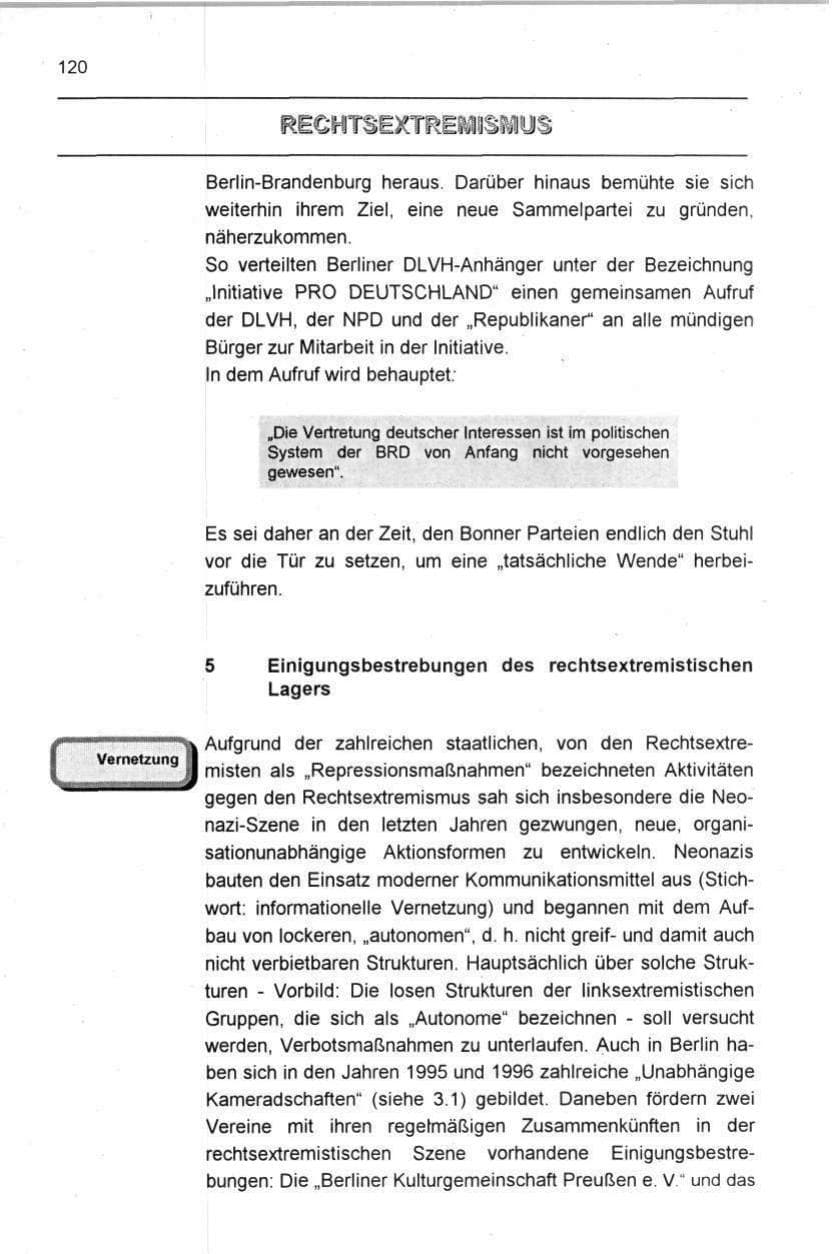 Seite 120 des Verfassungsschutzbericht 1996 Berlin