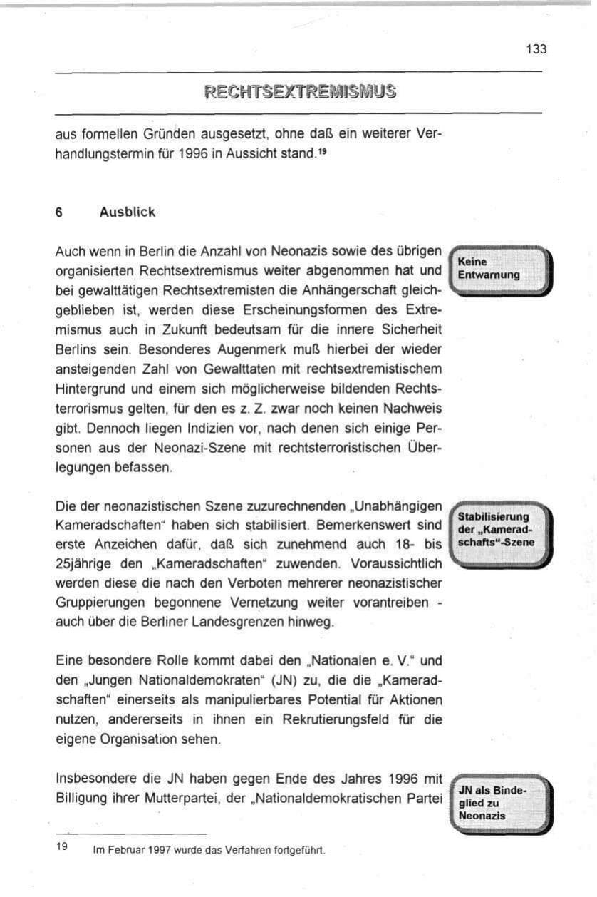 Seite 133 des Verfassungsschutzbericht 1996 Berlin